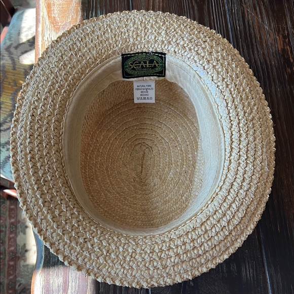 SCALA Straw Boater Hat with Red and Blue Ribbon - Picture 6 of 15